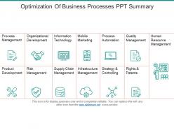 Optimization of business processes ppt summary