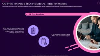 Optimize On Page SEO Include Alt Tags Social Media Marketing Guidelines Playbook