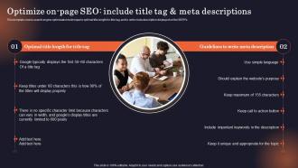 Optimize On Page SEO Include Title Tag And Meta Descriptions Why Is Identifying The Target Market