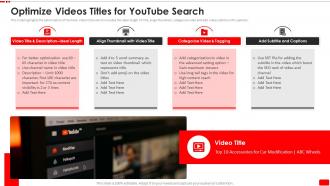 Optimize Videos Titles For Youtube Search Video Content Marketing Plan For Youtube Advertising