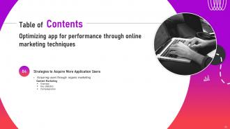 Optimizing App Performance Through Online Marketing Techniques Powerpoint Presentation Slides Slides Professionally