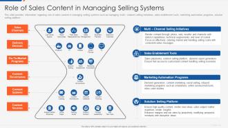 Optimizing b2b demand generation and sales enablement role of sales content in managing selling systems