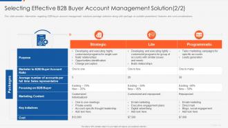 Optimizing b2b demand generation and sales enablement selecting effective b2b buyer account management