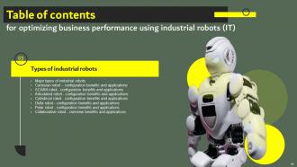 Optimizing Business Performance Using Industrial Robots IT Powerpoint Presentation Slides Template Image