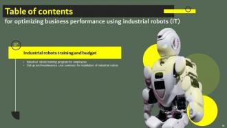 Optimizing Business Performance Using Industrial Robots IT Powerpoint Presentation Slides Captivating Image