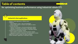 Optimizing Business Performance Using Industrial Robots IT Table Of Contents