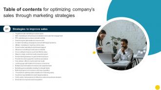 Optimizing Companys Sales Through Marketing Strategies For Table Of Contents SA SS