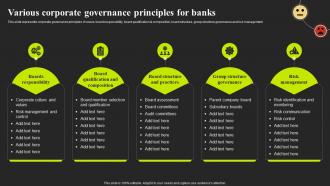 Optimizing E Banking Services Various Corporate Governance Principles For Banks