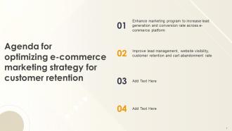 Optimizing E Commerce Marketing Strategy For Customer Retention Complete Deck Content Ready Appealing
