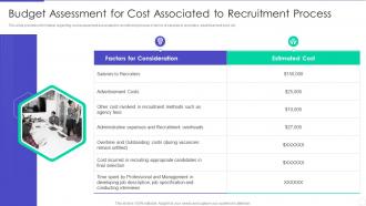 Optimizing Hiring Process Budget Assessment For Cost Associated To Recruitment Process