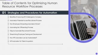 Optimizing Human Resource Workflow Processes Table Of Contents