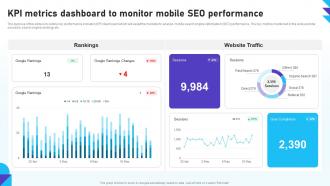 Optimizing Mobile SEO Kpi Metrics Dashboard To Monitor Mobile SEO Performance Ppt Summary