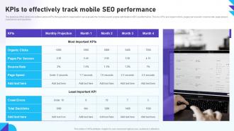 Optimizing Mobile SEO Kpis To Effectively Track Mobile SEO Performance Ppt Graphics