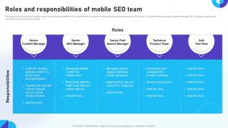 Optimizing Mobile SEO Roles And Responsibilities Of Mobile SEO Team Ppt Elements