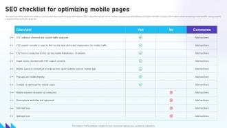 Optimizing Mobile SEO SEO Checklist For Optimizing Mobile Pages Ppt Topics