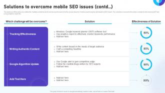 Optimizing Mobile SEO Solutions To Overcome Mobile SEO Issues Ppt Template