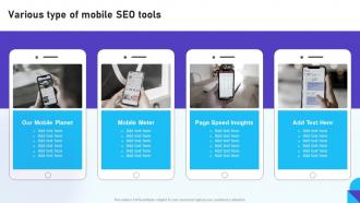 Optimizing Mobile SEO Various Type Of Mobile SEO Tools Ppt Template