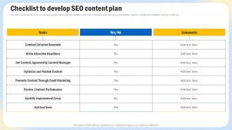 Optimizing Search Engine Content Checklist To Develop SEO Content Plan Strategy SS V