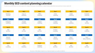 Optimizing Search Engine Content Monthly SEO Content Planning Calendar Strategy SS V