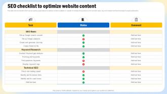 Optimizing Search Engine Content SEO Checklist To Optimize Website Content Strategy SS V