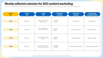 Optimizing Search Engine Content Weekly Editorial Calendar For SEO Content Marketing Strategy SS V