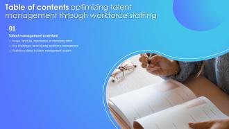 Optimizing Talent Management Through Workforce Staffing Table Of Contents