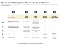 Optimizing tasks and project scope management plan for agile implementation ppts slides