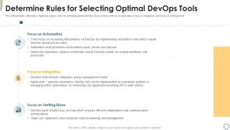 Optimum devops tools selection it determine rules for selecting optimal devops tools