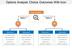 Options analysis choice outcomes with icon