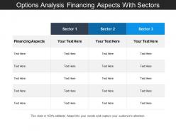 Options analysis financing aspects with sectors