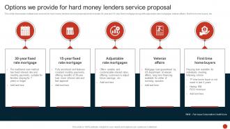 Options We Provide For Hard Money Lenders Service Proposal Ppt Powerpoint Presentation Infographics