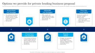 Options We Provide For Private Lending Business Proposal Ppt Inspiration