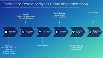 Oracle analytics cloud it timeline for oracle analytics cloud implementation