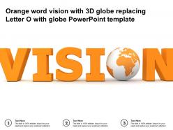 Orange Word Vision With 3d Globe Replacing Letter O With Globe Powerpoint Template