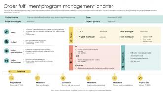 Order Fulfillment Program Management Charter