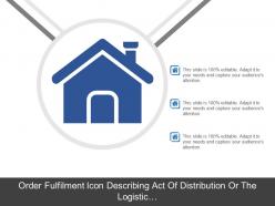 Order fulfilment icon describing act of distribution or the logistic function icon