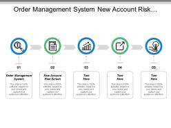 Order management system new account risk screen advertising database