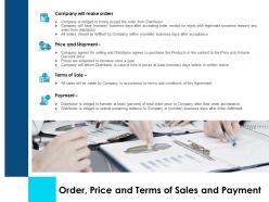 Order price and terms of sales and payment ppt images
