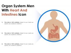 Organ system men with heart and intestines icon