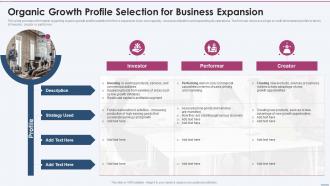 Organic Growth Profile Selection For Business Expansion Strategy Planning Playbook