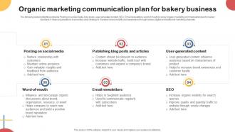 Organic Marketing Communication Plan For Bakery Business