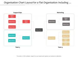 Organisation chart layout for a flat organisation including four teams