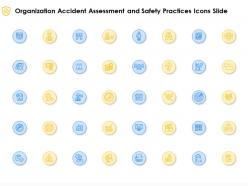 Organization accident assessment and safety practices icons slide ppt powerpoint presentation icon deck