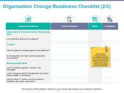 Organization change readiness checklist content ppt powerpoint presentation file ideas