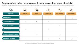 Organization Crisis Management Communication Plan Checklist
