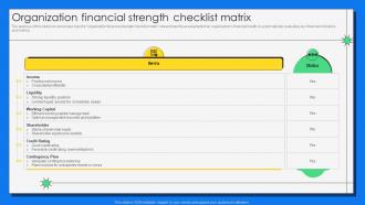 Organization Financial Strength Checklist Matrix