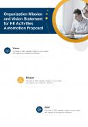 Organization Mission And Vision For HR Activities Automation One Pager Sample Example Document