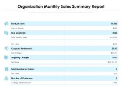 Organization monthly sales summary report
