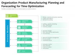 Organization product manufacturing planning and forecasting for time optimization