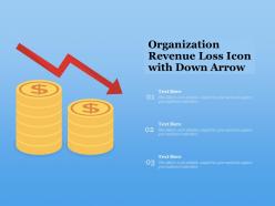 Organization revenue loss icon with down arrow